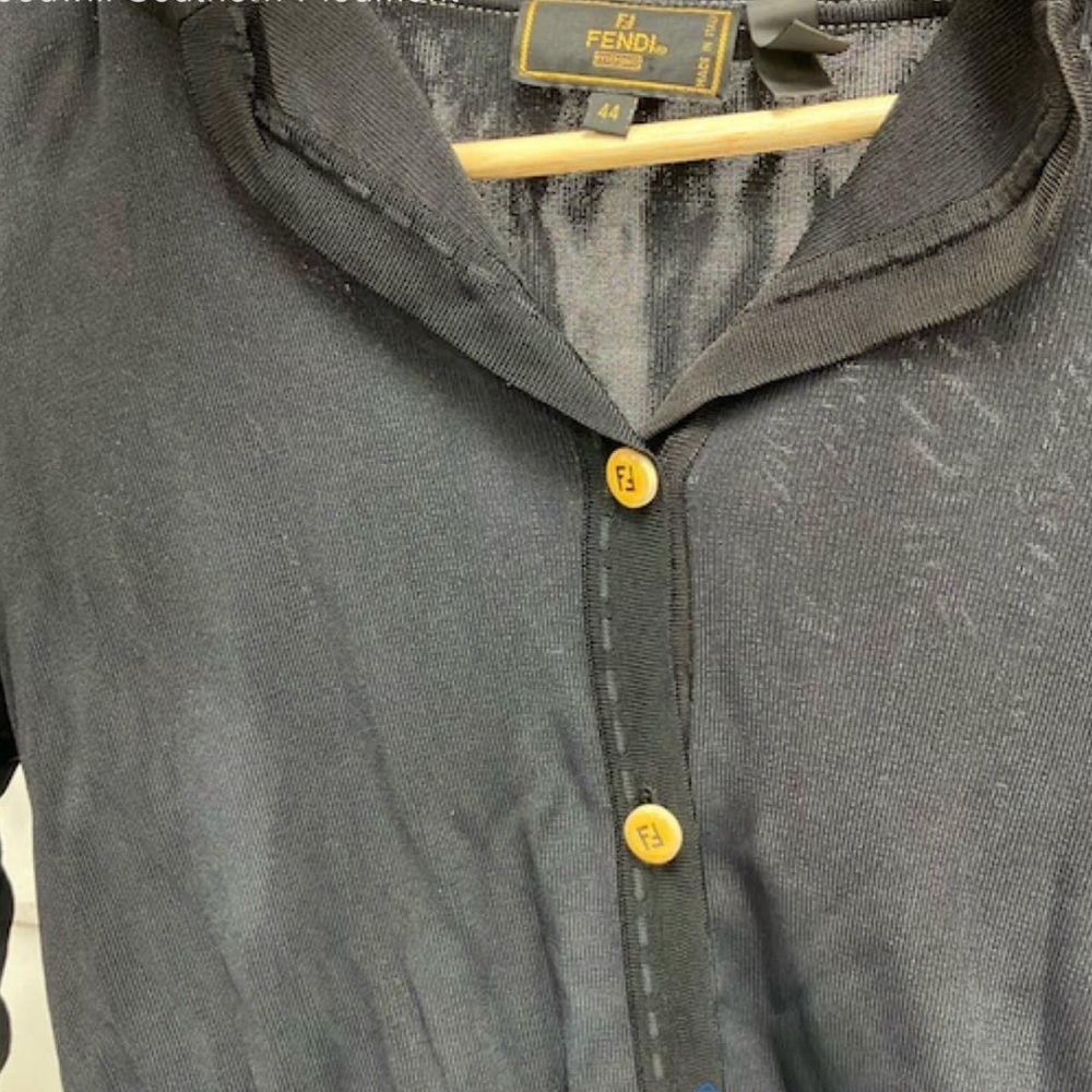 Fendi Charcoal Cardigan with Yellow Accents - Picture 2 of 5